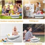 Collapsible Dog Bath Tub, Portable Puppy Bathtub with Drain Plug, Gray - Image 6