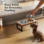 Elevated Dog Bowls, 4” Small Dogs & Cats Raised Bowl Mango Wood Stand, Food & Water 2 Stainless Steel Dishes Each 16oz/2Cup Capacity, Non-Slip Pet Feeder Station in Brown for Toy Breeds - Image 6