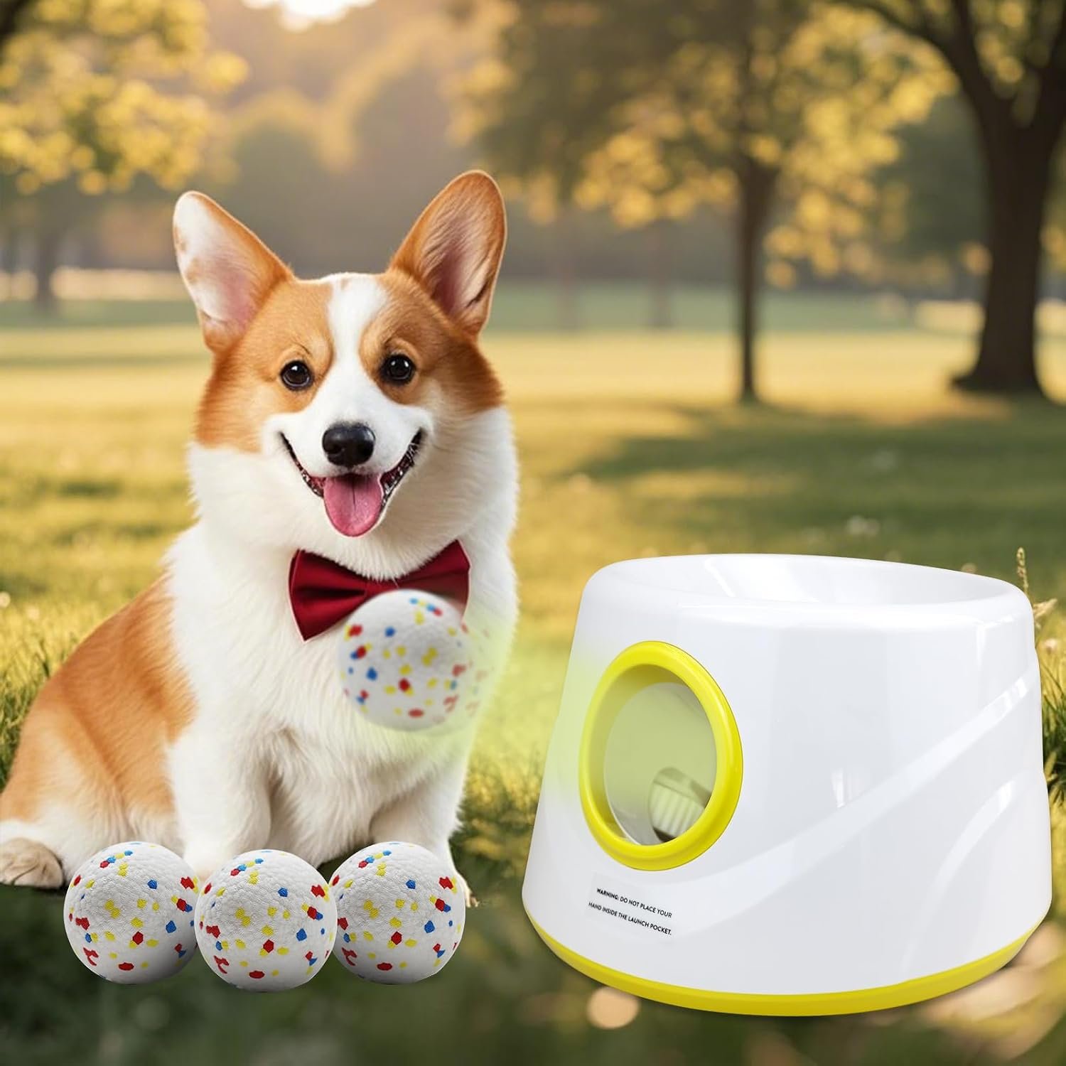 MEKAPLE Automatic Dog Ball Launcher, Upgraded Interactive Dogs Balls Thrower for Small and Medium Dogs, Distance Adjustable Mental Stimulating Dog Toys with 4 Durable Etpu Balls 2.2 Inch (Yellow) MEKAPLE Automatic Dog Ball Launcher, Upgraded Interactive Dogs Balls Thrower for Small and Medium Dogs, Distance Adjustable Mental Stimulating Dog Toys with 4 Durable Etpu Balls 2.2 Inch (Yellow)