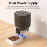 PAPIFEED Automatic Cat Feeder with App, WiFi Auto Cat Feeder, 6L Slow-Feed Cat Food Dispenser for Dry Food, Dual Power Supply Timed Pet Feeder for Small Dog, 10 Meals/Day, 12 Portions/Meal, White - Image 6