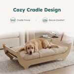 CANAGAN Elevated Wood Dog Bed Frame with Cushion, WoodPattern, Medium - Image 2