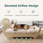 CANAGAN Elevated Wood Dog Bed Frame with Cushion, WoodPattern, Medium - Image 3