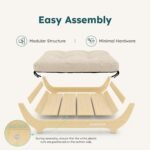 CANAGAN Elevated Wood Dog Bed Frame with Cushion, WoodPattern, Medium - Image 6