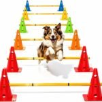 Dog Agility Training Hurdle Cone Set, Adjustable Dog Agility Equipment Obstacle Course Backyard Equipment for Pet Exercise 6 Set
