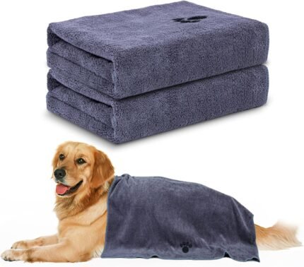 2 Pack Microfiber Dog Towels for Drying Dogs, Super Absorbent and Soft