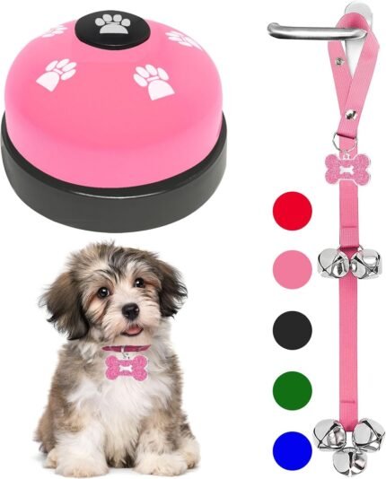 2 Pcs Dog Door Bells Dog Doorbell to go Outside Puppy Train Bell for Dogs to Ring to go Potty Puppy Toilet Training Bell for Door Knob Girl Puppy Essentials Accessories (Pink)