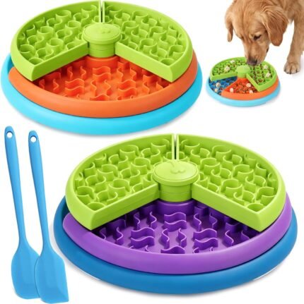 2 Pcs Slow Feeder Dog Bowl Large Interactive Dog Puzzle Feeder