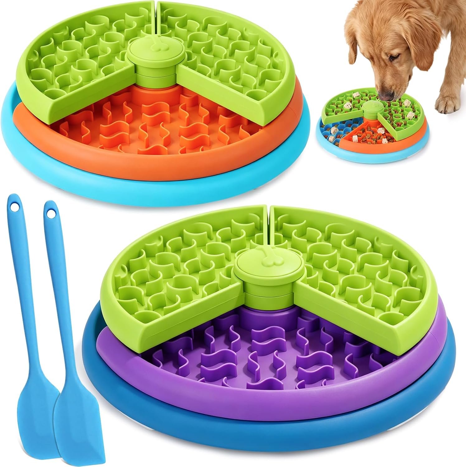 2 Pcs Slow Feeder Dog Bowl Large Interactive Dog Puzzle Feeder 2 Pcs Slow Feeder Dog Bowl Large Interactive Dog Puzzle Feeder