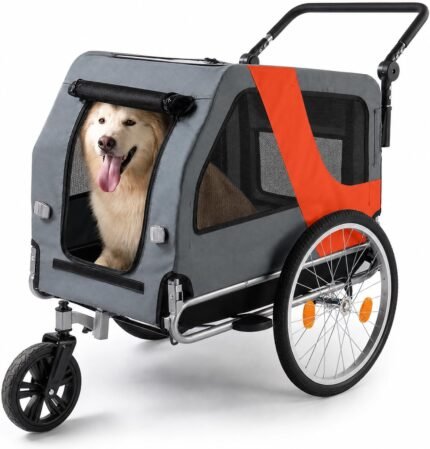 2-in-1 Pet Bike Trailer & Stroller, 165lbs Carrier