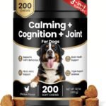 200 Ct 3-in-1 Calming Joint Cognition Soft Chews for Dogs Calm Treats Supplements for Anxiety Relief Hip and Joint Support Brain Health with Fish Oil Ashwagandha Chamomile Glucosamine Chicken Flavor