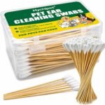 200PCS Long Cotton Swabs in Storage Box,6 Inch Long Cotton Swab with Bamboo Handle for Dogs and Cats – Lint Free,Gentle and Soft Cotton,Ear Swabs Specially Designed for Dogs Ear Cleaning