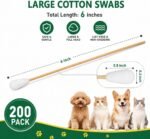 200PCS Long Cotton Swabs in Storage Box,6 Inch Long Cotton Swab with Bamboo Handle for Dogs and Cats - Lint Free,Gentle and Soft Cotton,Ear Swabs Specially Designed for Dogs Ear Cleaning - Image 2