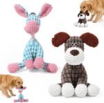 2027 Indestructible Dog Squeaky Toys for Aggressive Chewers, brown & blue
