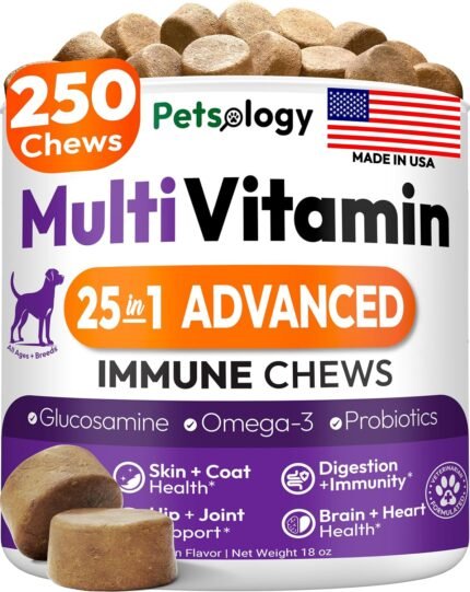 25-in-1 Dog Vitamins and Supplements - 250 Chews Dog Multivitamin Chewable