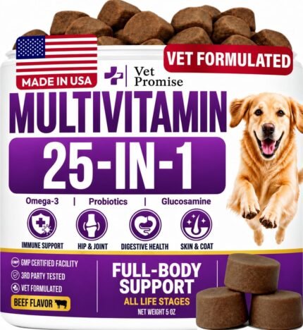 25-in-1 Dog Vitamins and Supplements, Dog Multivitamin Chews w/Glucosamine
