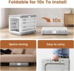 28" L Travel Dog Crate -Collapsible Dog Crate for Medium/Small Dogs, No Tools Required with Space Saving Design,Portable Foldable Dog Carrier with 2 Smooth Wheels,Handles for Easy Moving,Grey - Image 2