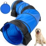 28 in 10 Foot Blue Extra Large Dog Agility Tunnel with Sandbags Dogs