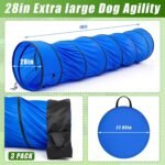 28 in 10 Foot Blue Extra Large Dog Agility Tunnel with Sandbags Dogs - Image 2