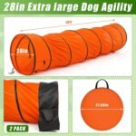 28 in 10 Foot Orange Extra Large Dog Agility Tunnel with Sandbags - Image 2