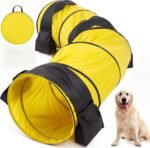 28 in 10 Foot Yellow Extra Large Dog Agility Tunnel with Sandbags