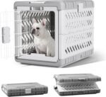 28 in Handle Basic Dog Crate for Indoor Use, Pet Kennel Cage, Light Grey