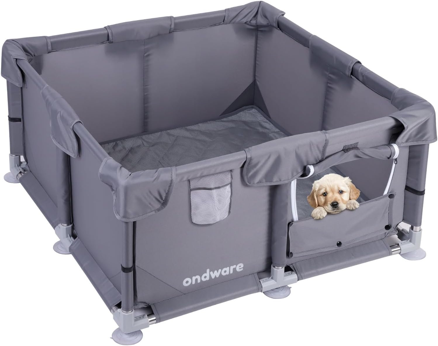 28 x 28 x 15 in Puppy Playpen with Gate, Indoor Small Pet Pen 28 x 28 x 15 in Puppy Playpen with Gate, Indoor Small Pet Pen