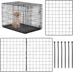 2PCS Dog Crate Divider Panel with Ties 13.7 x 17.7 Inch Adjustable Metal Pet Kennel Divider Adjustable Width up to 27''(Dog Crate NOT Included)