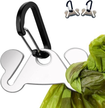 2PCS Dog Poop Bag Holder Leash Dogs Waste Bag Clip Dispenser Metal Carrier