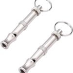 2Pcs Silver Adjustable Ultrasonic Dog Whistle, Portable Dog Training and Behavior Aids, Pet Whistle Supersonic Whistle Dog Whistles for Pet Training, Dog Whistles