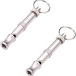 2Pcs Silver Adjustable Ultrasonic Dog Whistle, Portable Whistle Pet Whistle Supersonic Whistle Dog Whistles for Pet Training, Training and Behavior Aids, Dog Whistle Training