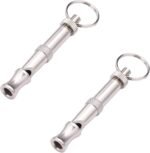 2Pcs Silver Adjustable Ultrasonic Dog Whistle, Portable Whistle Pet Whistle Supersonic Whistle Dog Whistles for Pet Training, Training and Behavior Aids, Dog Whistle Training