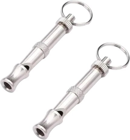 2Pcs Silver Adjustable Ultrasonic Dog Whistle,Portable Whistle Pet Whistle Supersonic Whistle Dog Whistles for Pet Training，Training and Behavior Aids，Dog Whistles