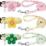 3 Pack Dog Collar and Leash Set, Puppy Collar and Leash (Green,Pink,Yellow)