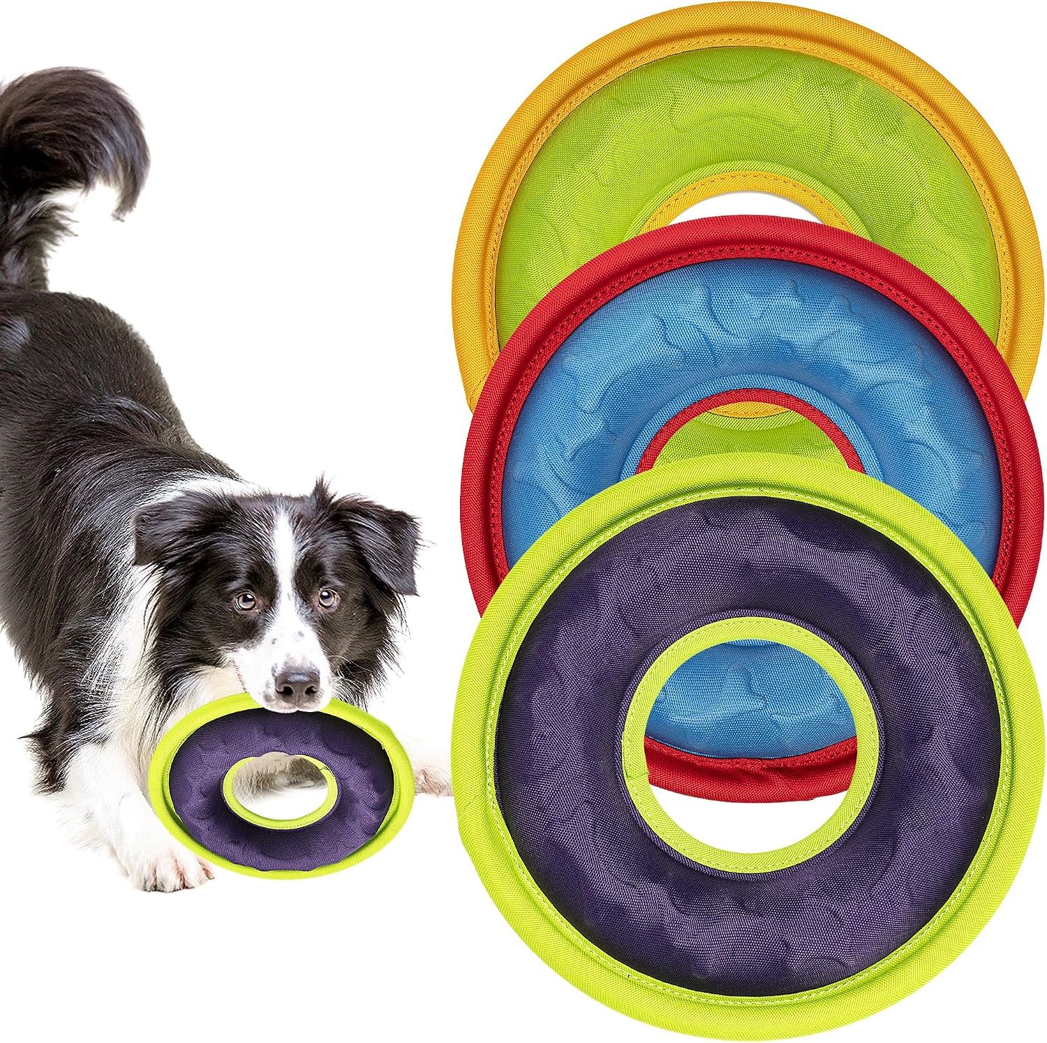3 Pcs Flying Discs, Interactive Flyer Toys, Feedable Lightweight Catch and Fetch Toys for Small Medium Large Dogs, Floats in Water & Safe on Teeth, 9.05 Inch 3 Pcs Flying Discs, Interactive Flyer Toys, Feedable Lightweight Catch and Fetch Toys for Small Medium Large Dogs, Floats in Water & Safe on Teeth, 9.05 Inch