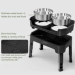 3-in-1 Elevated Dog Bowls Mess Proof Raised Slow Feeder Dog Bowls, 4 Height Adjustable Dog Bowl Stand Licking Plate with 2 56oz Stainless Steel Dog Food Bowls for Small Medium Large Dogs Pets - Image 2