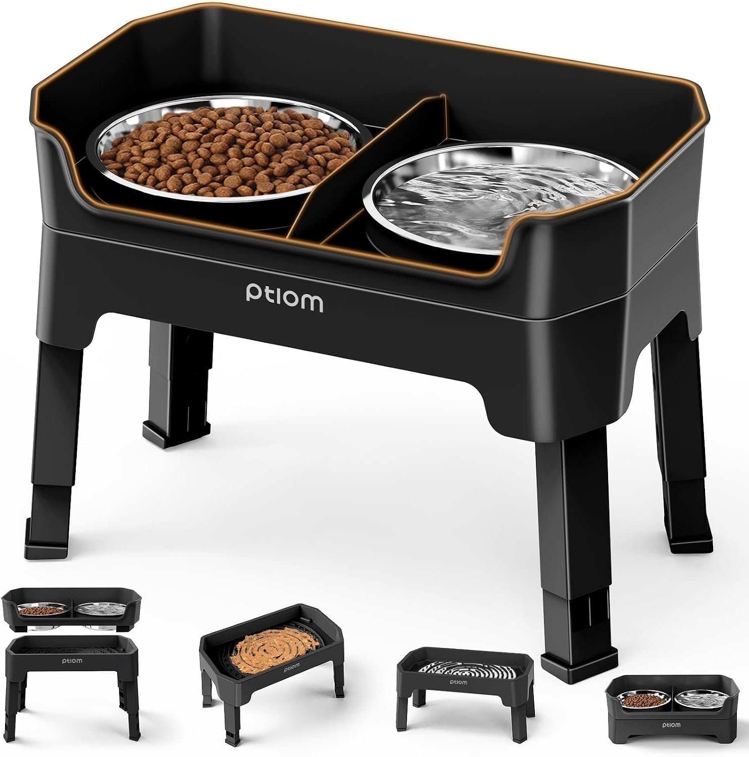3-in-1 Elevated Dog Bowls Mess Proof Raised Slow Feeder Dog Bowls, 4 Height Adjustable Dog Bowl Stand Licking Plate with 2 56oz Stainless Steel Dog Food Bowls for Small Medium Large Dogs Pets 3-in-1 Elevated Dog Bowls Mess Proof Raised Slow Feeder Dog Bowls, 4 Height Adjustable Dog Bowl Stand Licking Plate with 2 56oz Stainless Steel Dog Food Bowls for Small Medium Large Dogs Pets