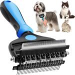 3-in-1 Professional Pet Grooming Brush for Dogs & Cats – Dematting Comb, Undercoat Rake & Deshedding Tool for Long & Short Hair, Heavy Shedding & Matted Fur (Blue)