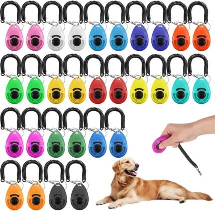 30 Pcs Dog Training Clicker, Pet Behavioral Training Clickers with Wrist Strap Bird Clicker Cat Clickers Puppy Trainings Supplies for Dogs Cats Horses Birds Behavioral Train Accessories