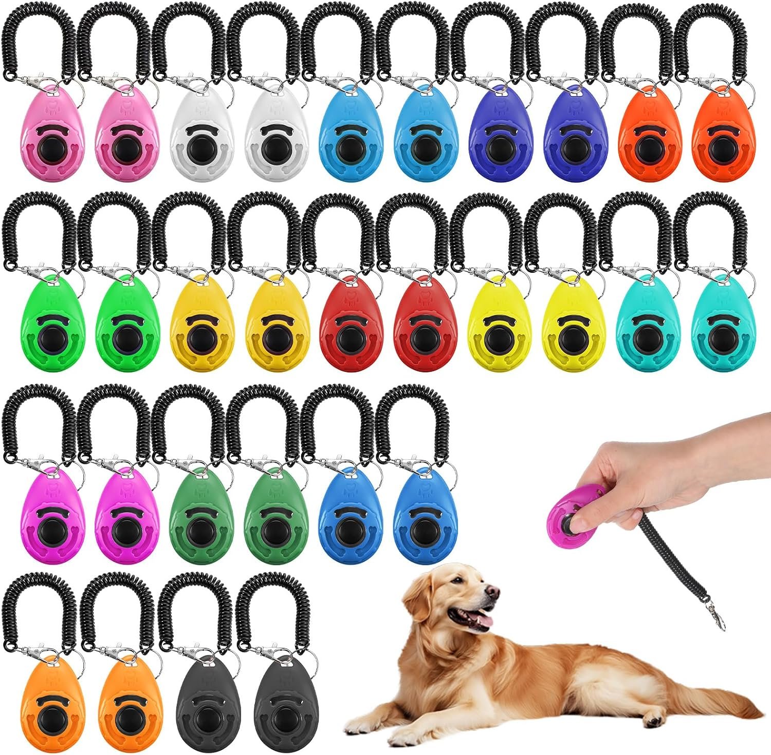 30 Pcs Dog Training Clicker, Pet Behavioral Training Clickers with Wrist Strap Bird Clicker Cat Clickers Puppy Trainings Supplies for Dogs Cats Horses Birds Behavioral Train Accessories 30 Pcs Dog Training Clicker, Pet Behavioral Training Clickers with Wrist Strap Bird Clicker Cat Clickers Puppy Trainings Supplies for Dogs Cats Horses Birds Behavioral Train Accessories