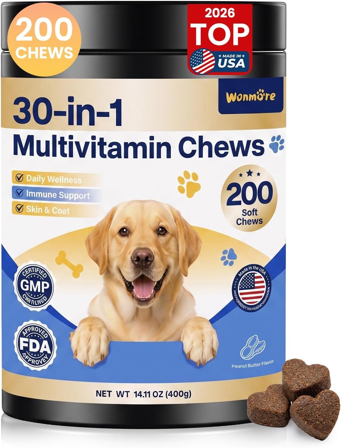 30-in-1 Dog Vitamins and Supplements, Peanut Butter 200ct 30-in-1 Dog Vitamins and Supplements, Peanut Butter 200ct