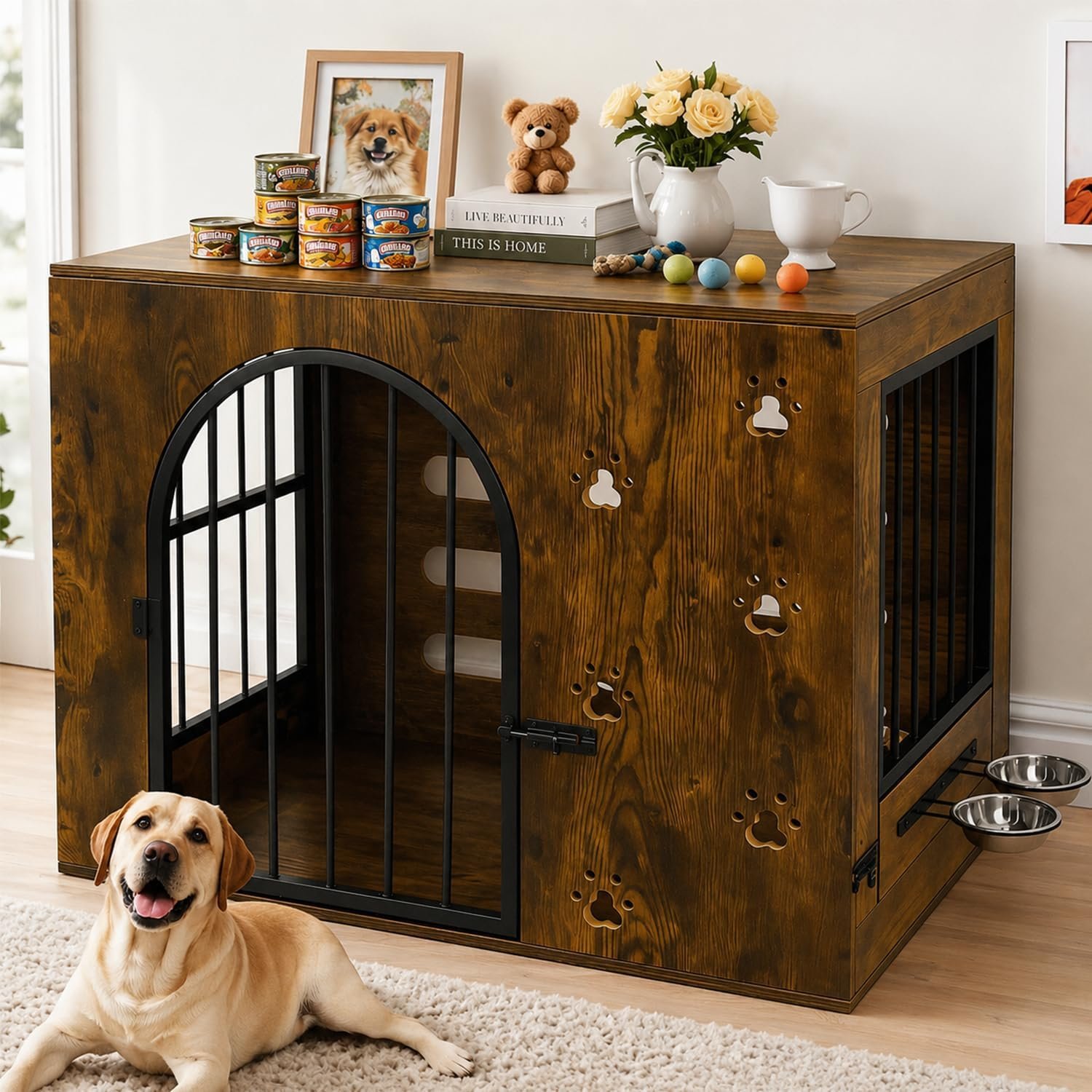 32 Inch Dog Crate Furniture for Small Medium Dogs, Brown 32 Inch Dog Crate Furniture for Small Medium Dogs, Brown