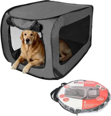 36 Inch Collapsible Dog Crate, Portable Kennel for Medium Dogs, Grey