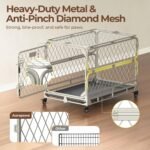 36 Inch Collapsible Dog Crate for Small Dogs, Foldable Metal Dog Kennel with Reinforced Diamond Wire Mesh, Escape Proof Foldable Dog Cage, Leak-Proof Removable Tray, Double Secure Door Latch - Image 2