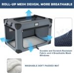 36 Inch Collapsible Soft Dog Crates with 3-Door & Mesh Windows for Travel - Image 2