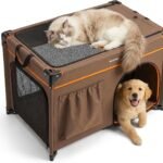36 Inch Collapsible Travel Dog Crate, 4 Doors & Soft Pet Mat