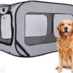 36 Inch Foldable Dog Kennel for Medium Dogs, Portable Waterproof Pop-Up Pet Crate, Indoor Outdoor Travel Car Seat Kennel (Grey)