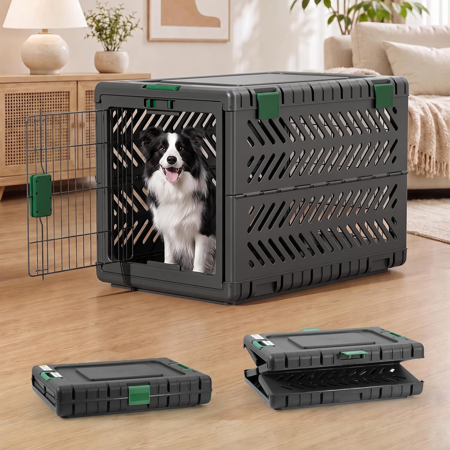 36″ L Travel Dog Crate -Collapsible Dog Crate for Medium/Small Dogs, No Tools Required with Space Saving Design,Portable Foldable Dog Carrier with 2 Smooth Wheels,Handles for Easy Moving,Dark Grey 36″ L Travel Dog Crate -Collapsible Dog Crate for Medium/Small Dogs, No Tools Required with Space Saving Design,Portable Foldable Dog Carrier with 2 Smooth Wheels,Handles for Easy Moving,Dark Grey