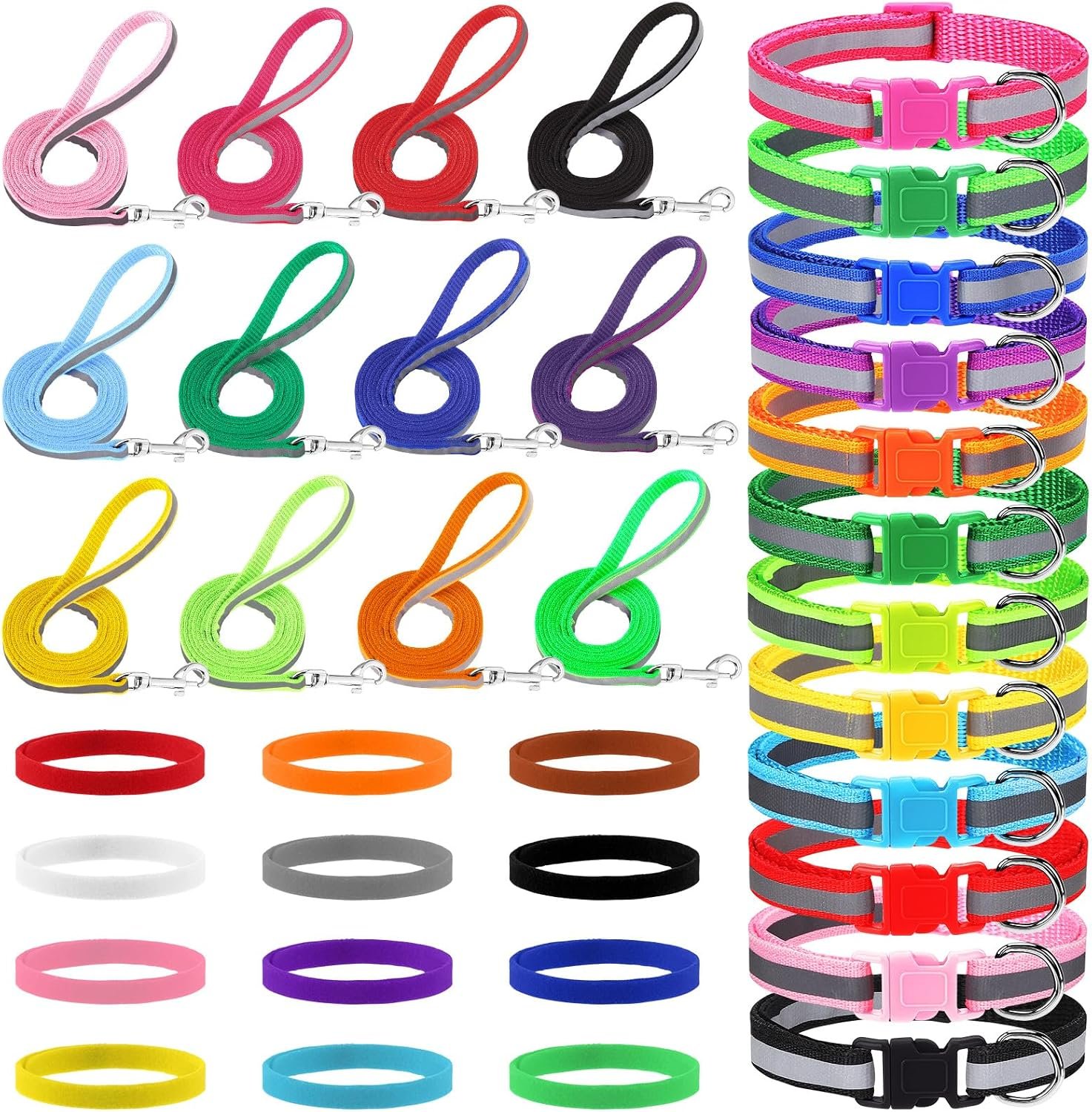 36 Pcs Reflective Puppy Collar and Leash Set Dog Collar and Leash 36 Pcs Reflective Puppy Collar and Leash Set Dog Collar and Leash