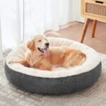 36 inches Calming Donut Dog Bed for Large Dogs,Dark Grey