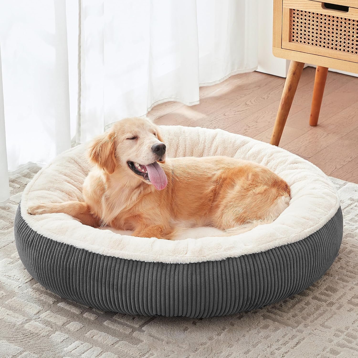 36 inches Calming Donut Dog Bed for Large Dogs,Dark Grey 36 inches Calming Donut Dog Bed for Large Dogs,Dark Grey